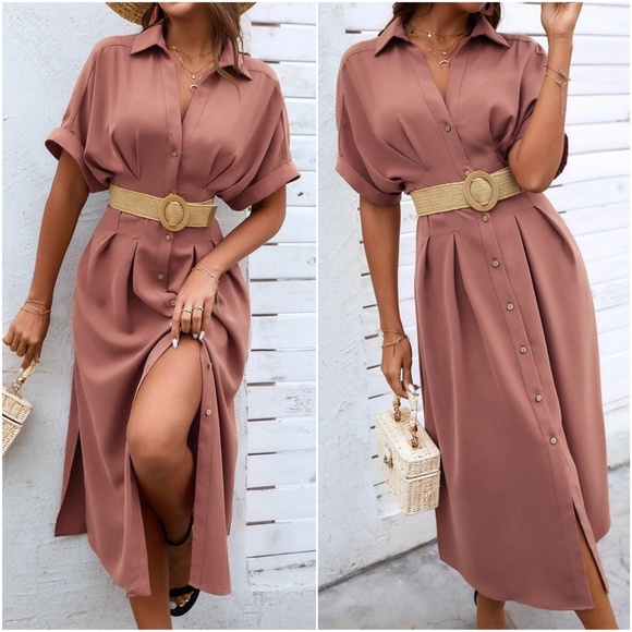 Boho Button up Minimalist Shirt Dress - Picture 7 of 16